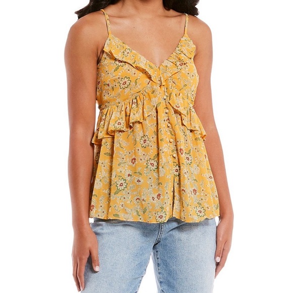 Jessica Simpson Tops - Jessica Simpson zoey floral print tank top in butterscotch size small (juniors)